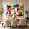 Large Colorful Abstract Faces Painting – Modern Feminine Portrait Wall Art for Luxury Interiors - 48"