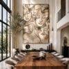 Large Neutral Abstract Faces Painting – Minimalist Beige Line Art Canvas for Modern Luxury Interiors - 48"