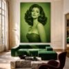 portrait green scene 1 Emerald Feminine Portrait Painting – Luxury Vintage Glam Oil on Canvas Wall Art -48"