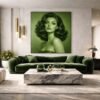 portrait green scene 2 Emerald Feminine Portrait Painting – Luxury Vintage Glam Oil on Canvas Wall Art -48"