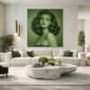 portrait green scene 3 Emerald Feminine Portrait Painting – Luxury Vintage Glam Oil on Canvas Wall Art -48"