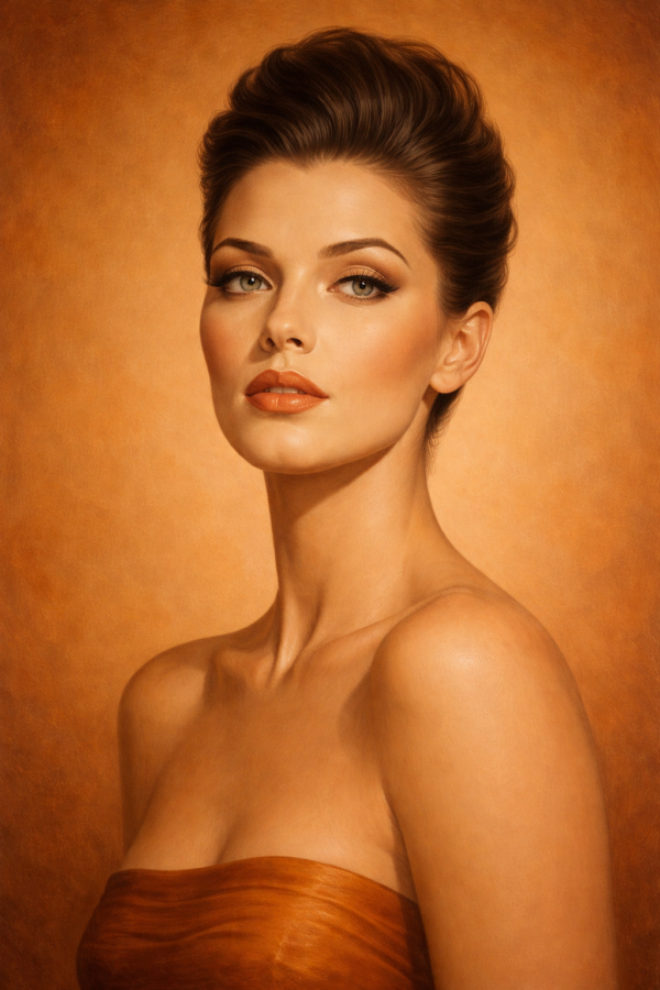 Custom Feminine Portrait Oil on Canvas – Luxury Commission Artwork Custom feminine portrait oil on canvas with warm neutral tones and elegant modern style, luxury commissioned artwork