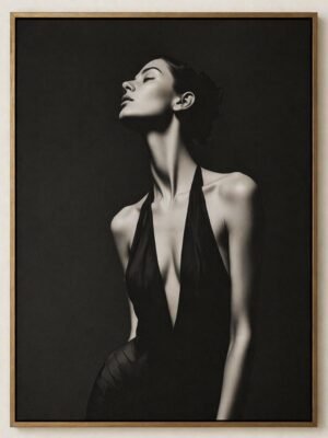 black and white feminine portrait canvas