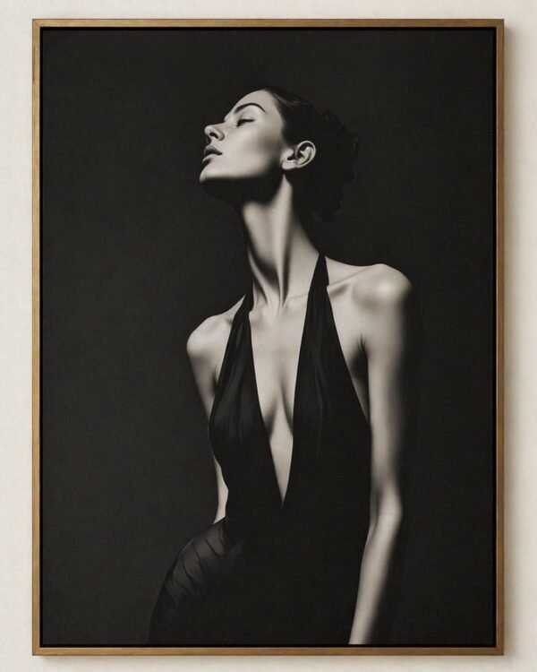 black and white feminine portrait canvas