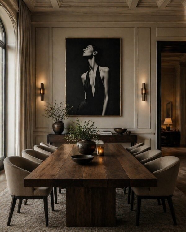 Black and White Feminine Portrait Canvas – Elegant Minimalist Digital Art for Luxury Interiors - Top1