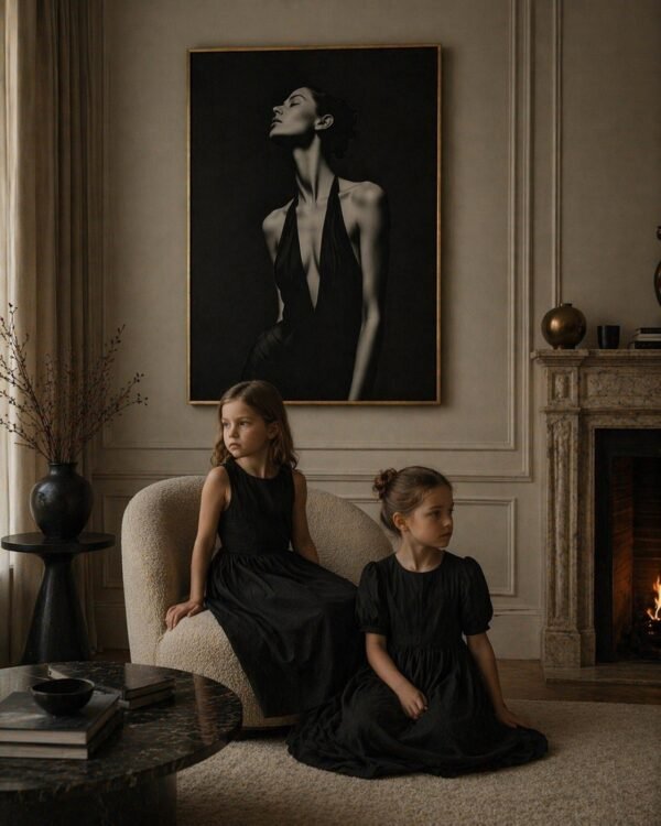 Black and White Feminine Portrait Canvas – Elegant Minimalist Digital Art for Luxury Interiors - Top1